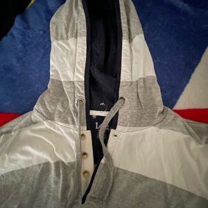 Lee Gray and White Striped Hoodie